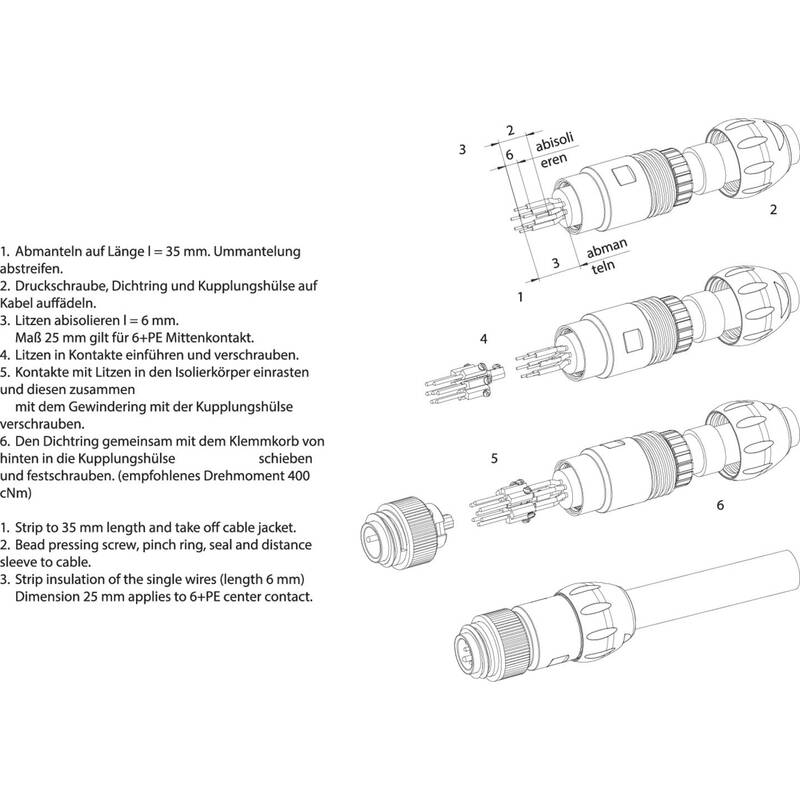 Binder RD24 PW KABELDOSE Steckdose Anschlusskabel Stecker 5 STÜCK - 4064161272504