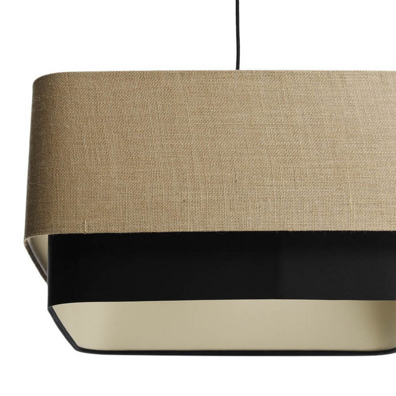 Hängeleuchte Kwadro Duo LED Pendelleuchte dimmbar schwarz beige 50x50cm Jute - 5906742034974