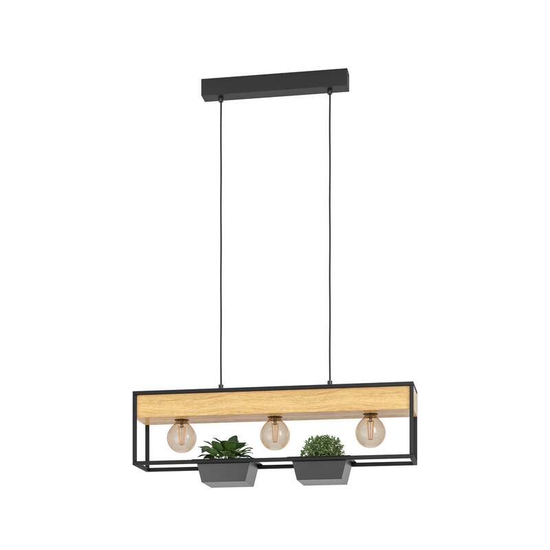 Eglo Hängelampe Hängeleuchte Libertad 1 LED Pendelleuchte dimmbar schwarz/holz - 9008606243501