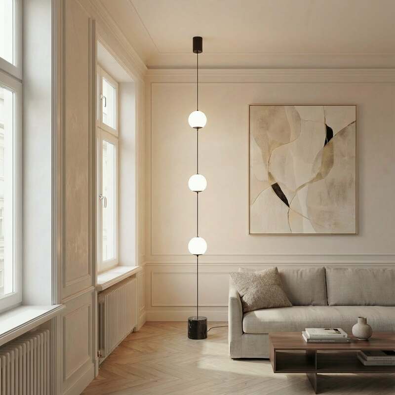 Lucande Stehleuchte Darrow LED dimmbar Touchdimmer Lampe schwarz/opal 320cm - 4255830903885