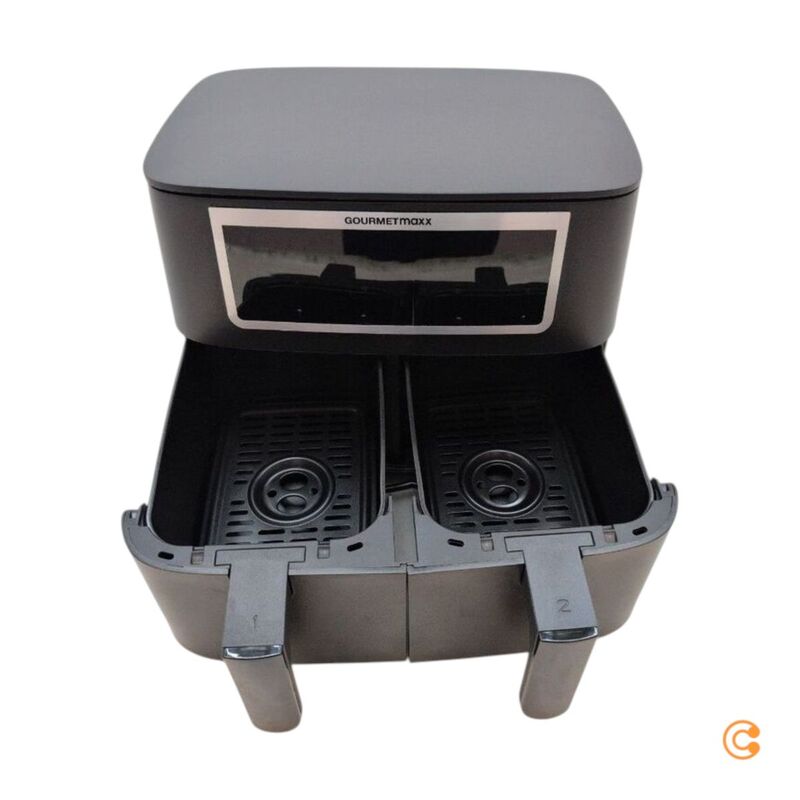 GourmetMaxx Heißluft-Fritteuse Doppelkorb 8l 2600W Fritteuse schwarz Edelstahl - 4067522073895