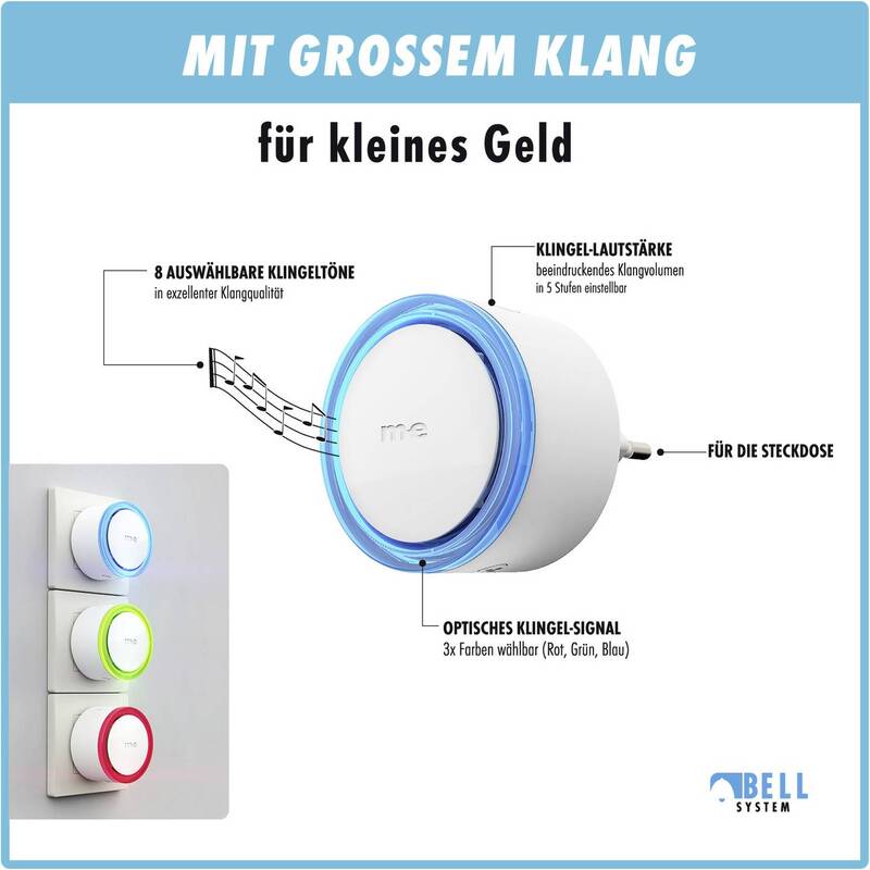 m-e modern-electronics Funkklingel Komplett-Set beleuchtet 200m Reichweite - 4250109133857
