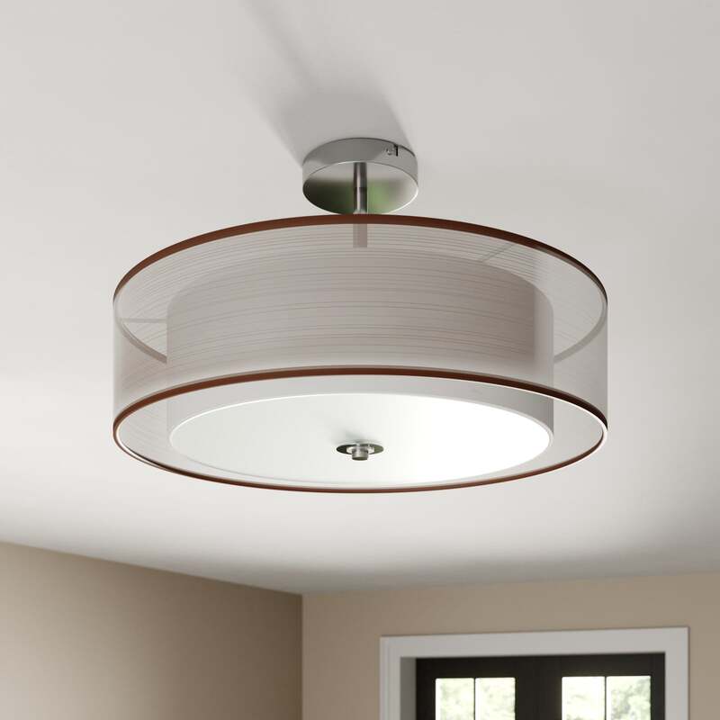 Lindby Deckenleuchte Pikka LED Lampe Leuchte dimmbar braun Ø50cm chrom 80W - 6291106558562