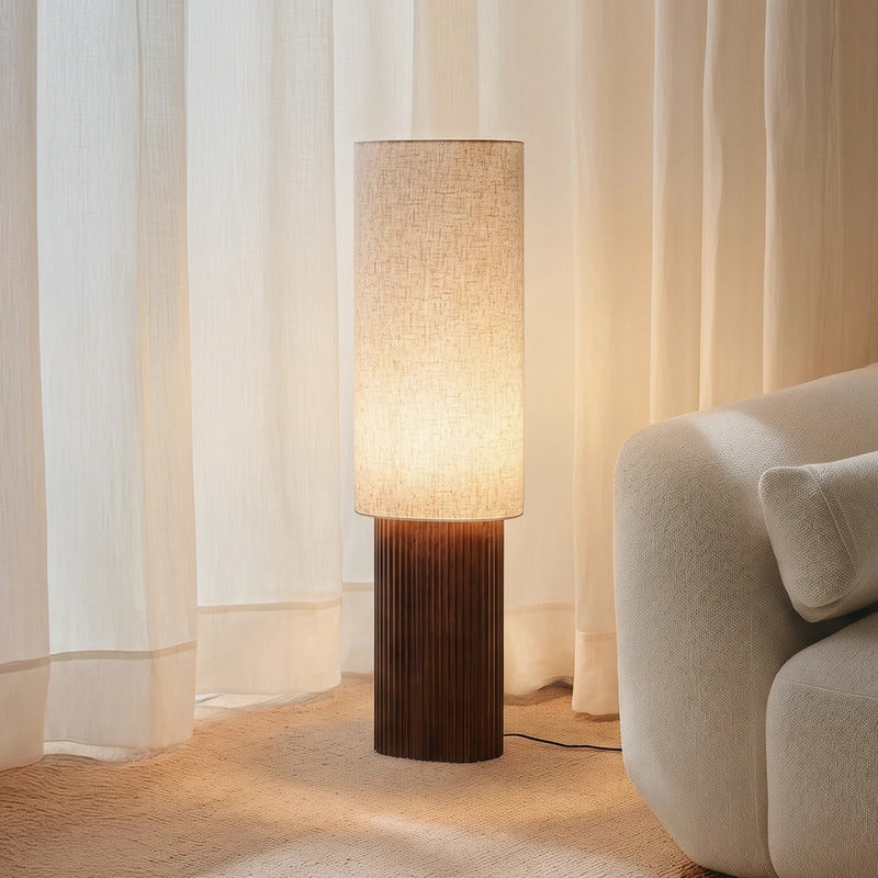 Lindby Stehleuchte Kimiko LED Lampe Leuchte aus Walnussholz beige 100cm hoch - 4255830913761