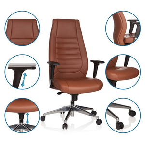 B-Ware hjh OFFICE VITORO Profi Chefsessel Bürostuhl Drehstuhl Schreibtischstuhl braun