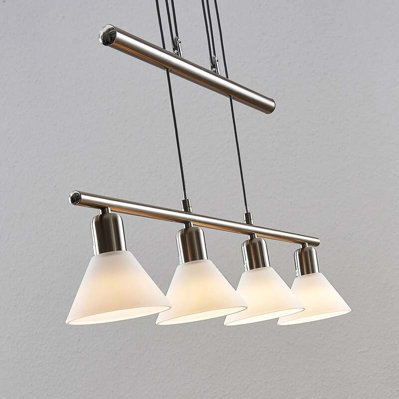 Lindby Pendelleuchte Lampe Leuchte Hängeleuchte Delira LED dimmbar nickel 4-flg - 4251096563023