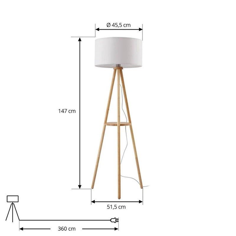Lindby Stehleuchte Adamio LED Stehlampe Lampe Leuchte weiß Holz Ø45,5cm 147cm - 4251911792201