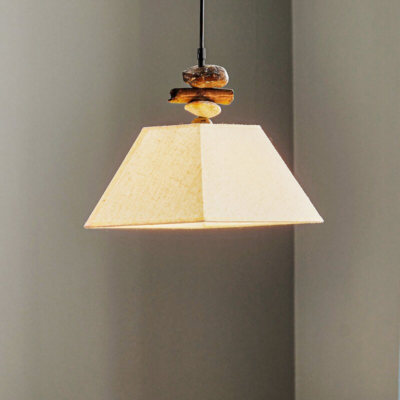 Hängelampe Seregon mit Textilschirm und Steindekor Deckenlampe Deckenleuchte - 8030626529434