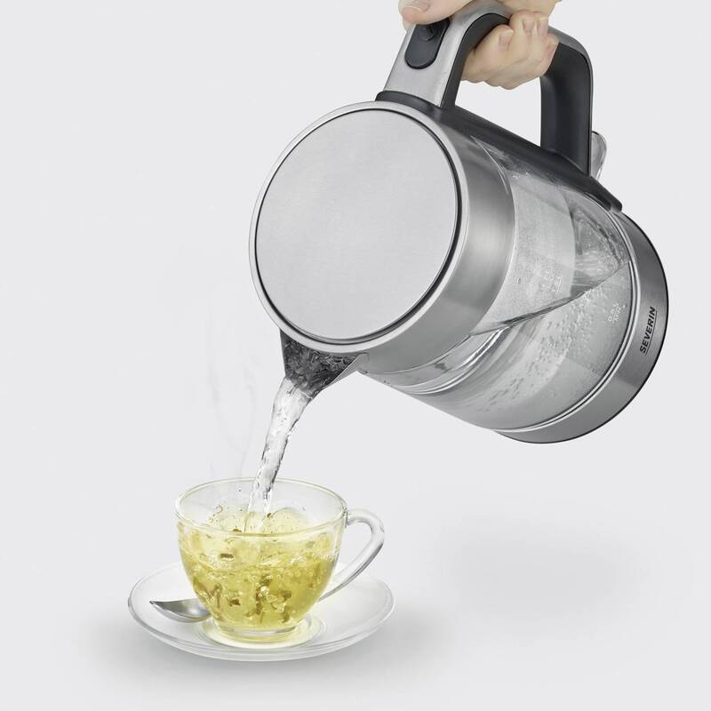 Severin Wasserkocher Teekocher Glas Edelstahl schwarz 2200W 1,7l kabelgebunden - 4008146033896