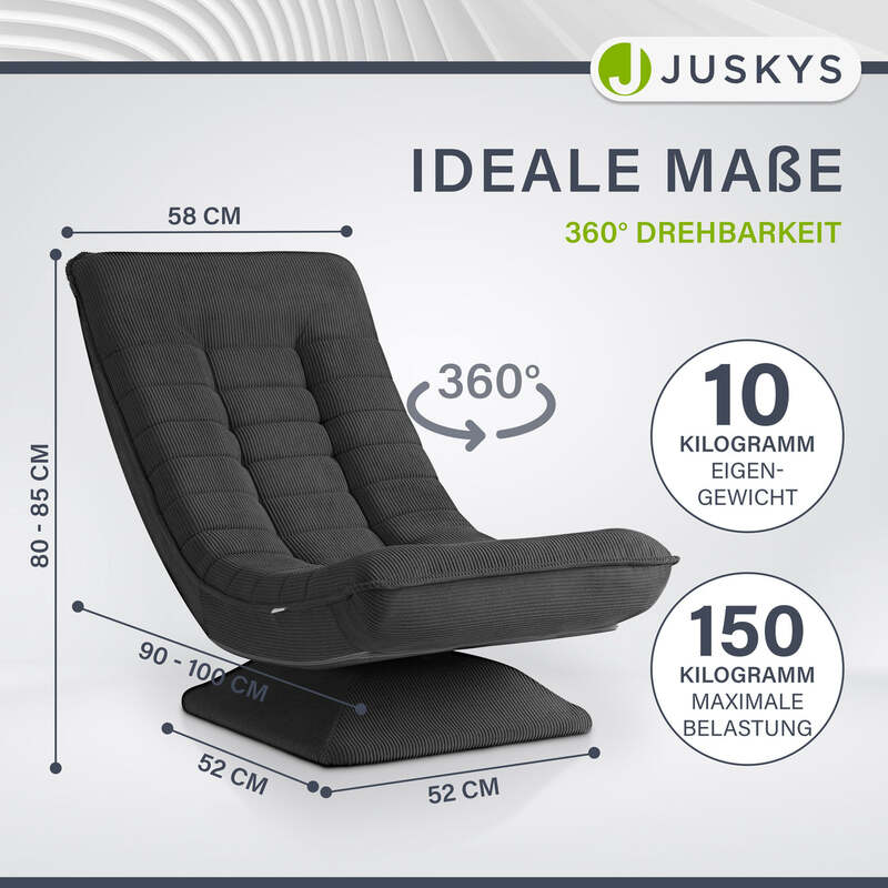 Relaxsessel Korsika ergonomisch 360° drehbar grau mit 5-lagiger Polsterung - 4262437183923