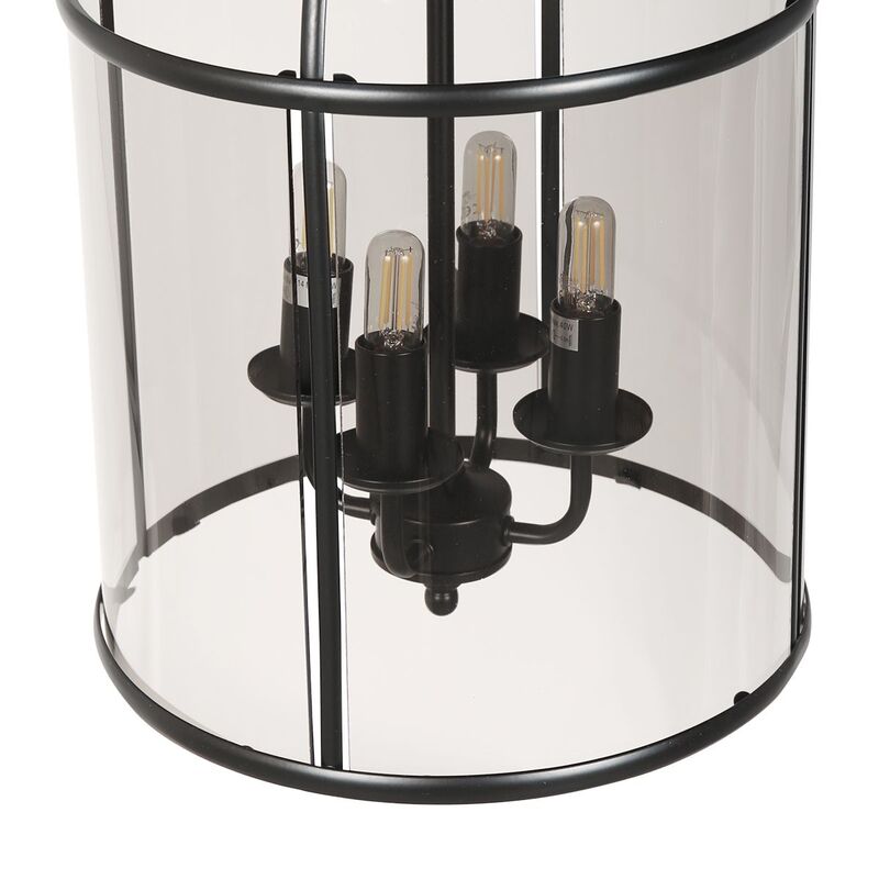 Steinhauer Pendelleuchte Hängelampe Pimpernel Schwarz Glas vierflammig E14 Lampe - 8712746174205