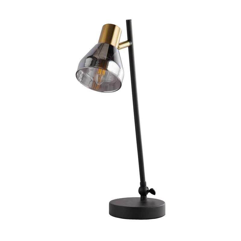 Searchlight Tischlampe Leuchte Classy schwarz Rauchglasschirm Stahl Glas E14 - 5053423227931