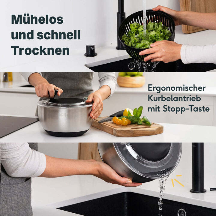 SILBERTHAL Salatschleuder Salatzentrifuge Edelstahl effektive Schleuderfunktion - 4260470464627