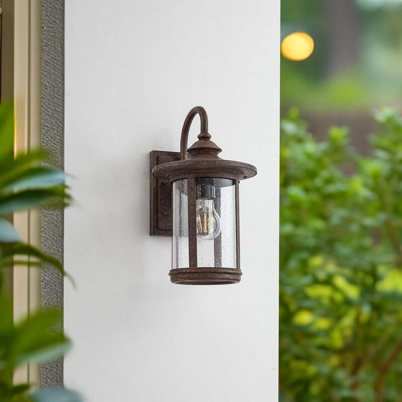 Lindby Außenwandleuchte Lampe Zayn Glas rostfarben IP23 Außenbeleuchtung - 4251911798982