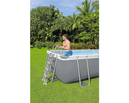 Bestway Aufstellpool Framepool eckig 488x244x122cm mit Sandfilteranlage grau - 4306516706075