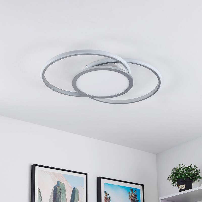 Lucande Deckenlampe LED Senne dimmbar silber Aluminium 63cm Leuchte Licht - 4251096597639