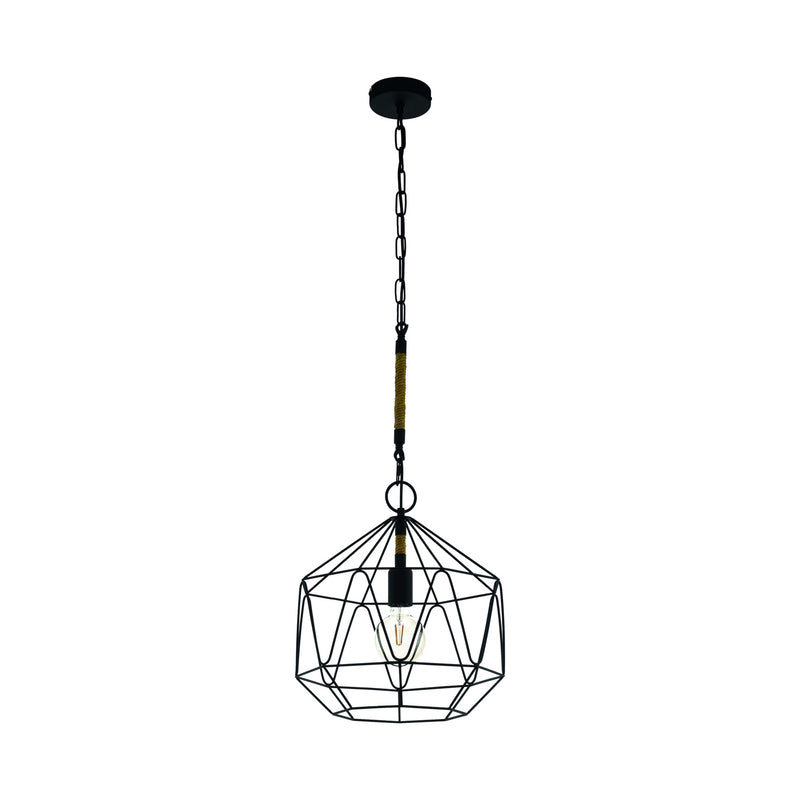 Eglo Hängeleuchte Pendelleuchte Cottingham dimmbar schwarz braun Stahl Hanf 37cm - 9002759433284