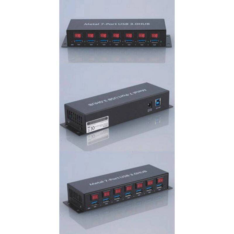 Renkforce 7 Port USB 3.0-Hub Metallgehäuse USB-Verteiler 1089874 Metall Schwarz - 4016138874013