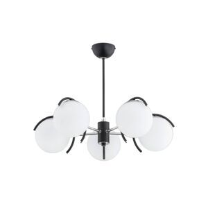 Euluna Hängeleuchte Avista in Schwarz Glaskugeln weiß Hängelampe Lampe Leuchte - 5900458502765