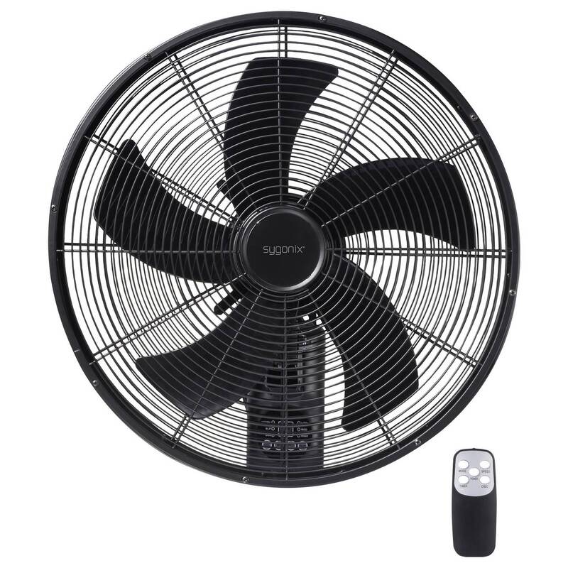 Sygonix Wandventilator Oszillierend 50W Fernbedienung 45cm schwarz 3 Stufen - 4064161389394