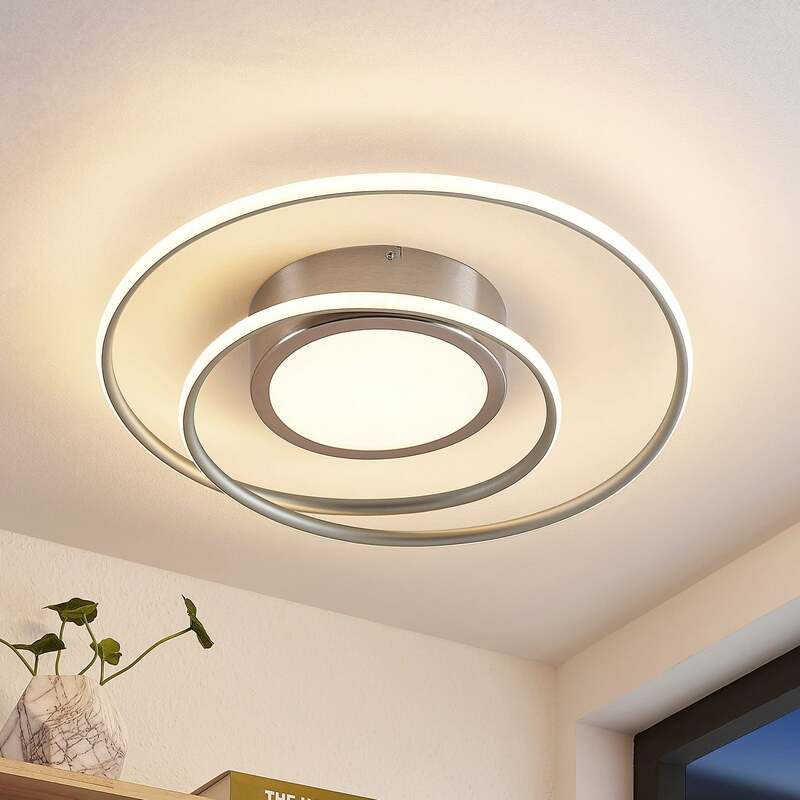 Lindby Deckenlampe Deckenleuchte Bovia LED Lampe dimmbar Leuchte CCT nickel 60cm - 4251911726367