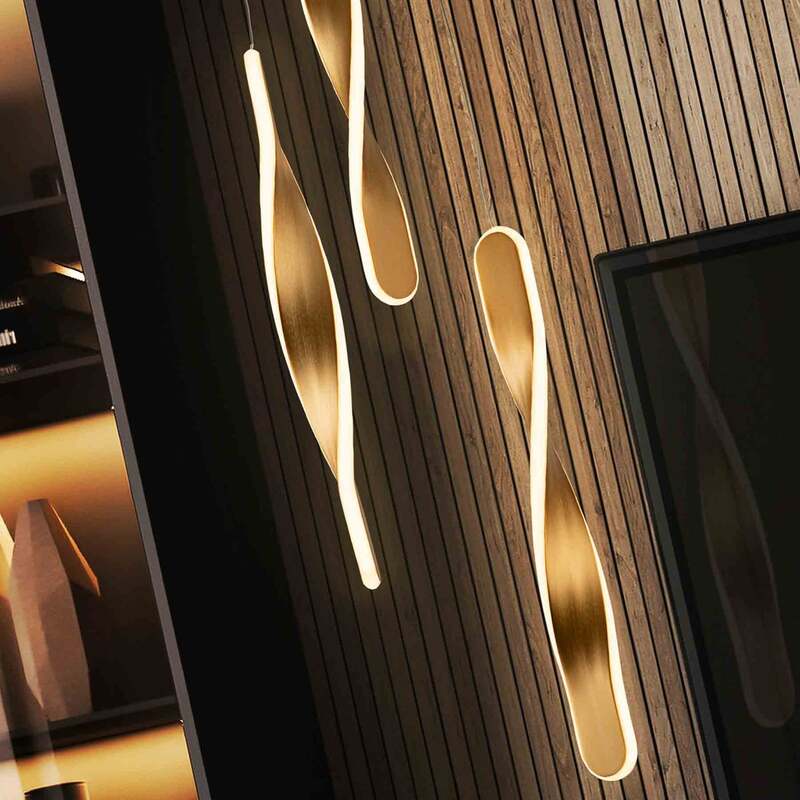 LED-Hängeleuchte Twist 3-fl. goldfarben Alu Metall Acryl dimmbar 41 cm Schuller - 8435435338862
