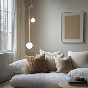 B-Ware Hängeleuchte AV-1897-2BSA 2 Glaskugeln gold Hängelampe Pendelleuchte Lampe 907