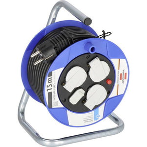 B-Ware Brennenstuhl Kabeltrommel 15m Schutzkontakt-Stecker 3-fach USB Schwarz IP20 230V