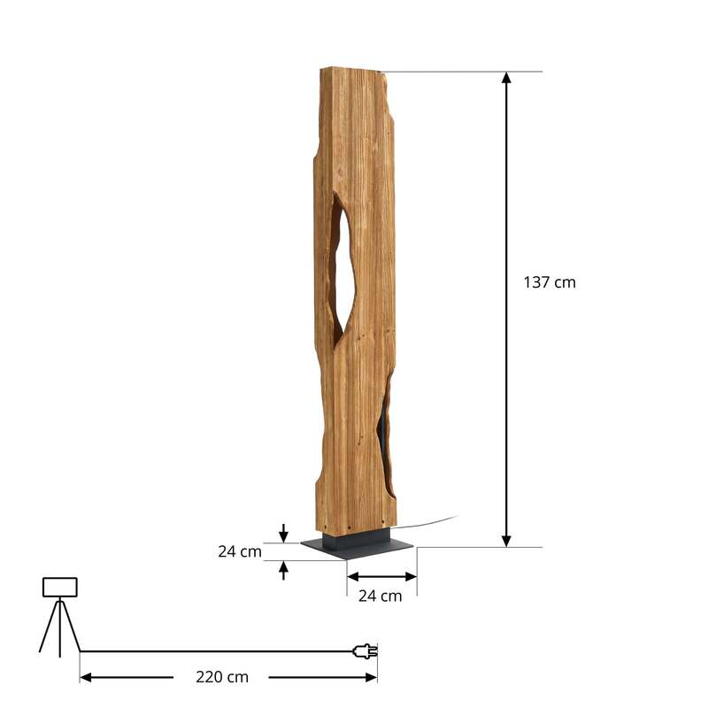 Lucande Stehleuchte Standlampe Holz Tarry Leuchte Schalter Kabel Ingo Thiele - 4255830906237