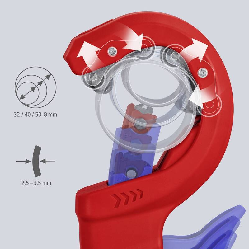 Knipex Rohrschneider 90 23 02 BK Kunststoffrohre 32-50mm Werkzeugstahl 202mm - 4003773092186