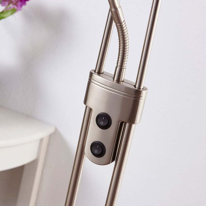 Lindby Stehlampe Felicia LED Leselampe Lampe nickel 180cm E27 35cm Höhe - 4251096532593