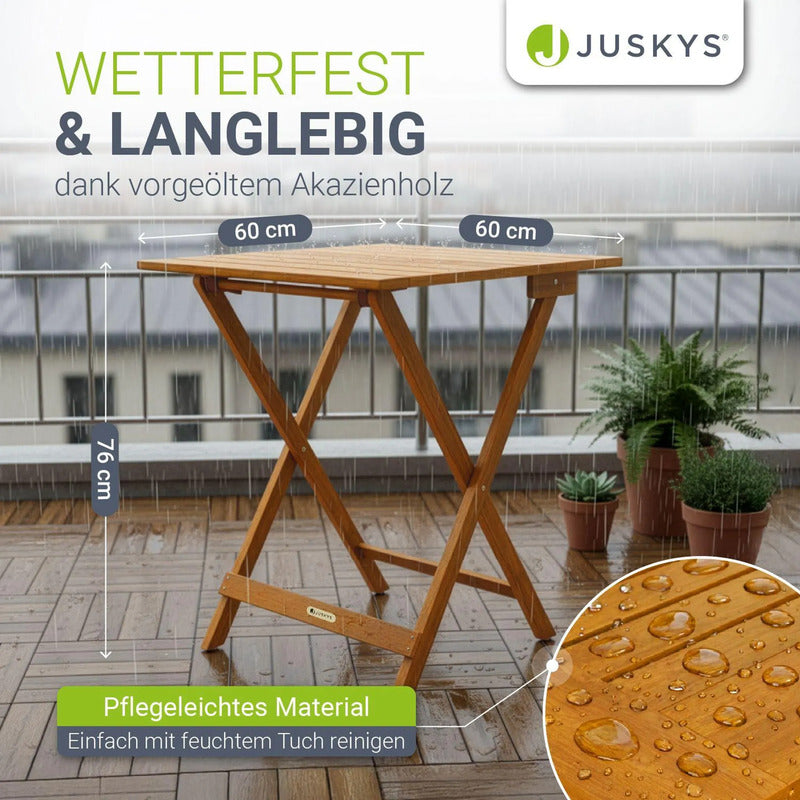 Beistelltisch Zadar klappbar Akazienholz wetterfest für Garten Balkon 60x60x76cm - 4262437187396