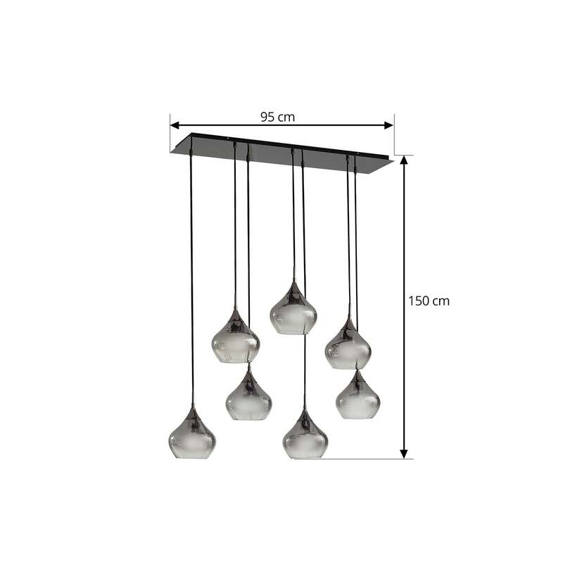 Lucande Hängeleuchte Jarven Hängelampe Deckenlampe Lampe 7-flammig schwarz Glas - 4251911791587