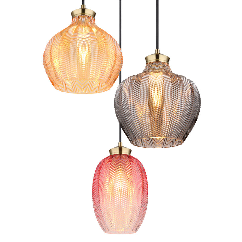 Hängelampe Jessica Ø 45 cm bunt 3-flg Glas Globo dimmbar E27 - 9007371487110
