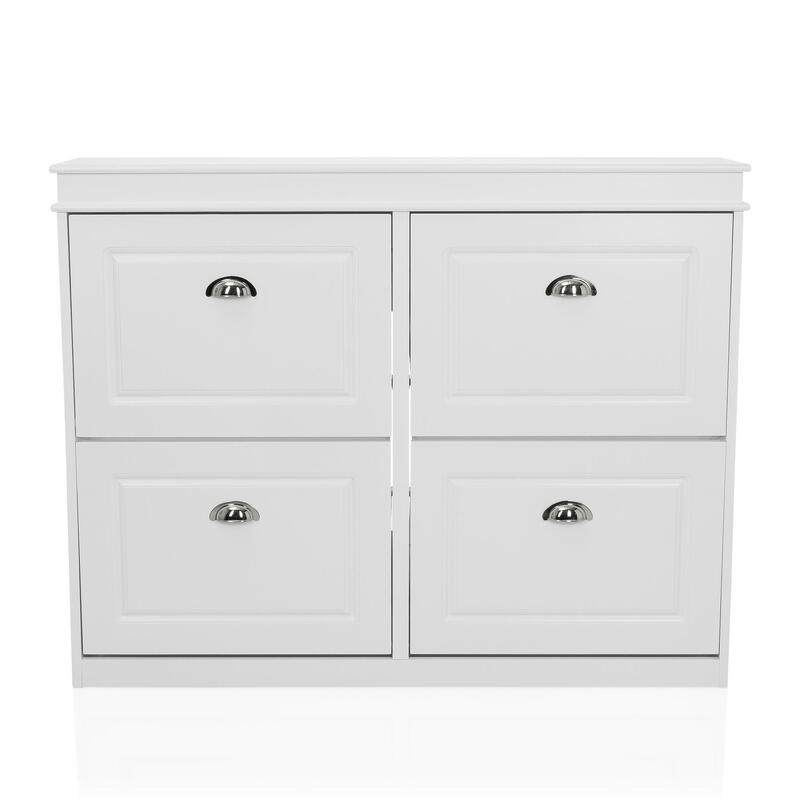 hjh LIVING Schuhschrank Garderobenschrank ESTHA MDF lackiert Aufbewahrung Klappe - 4064323107071