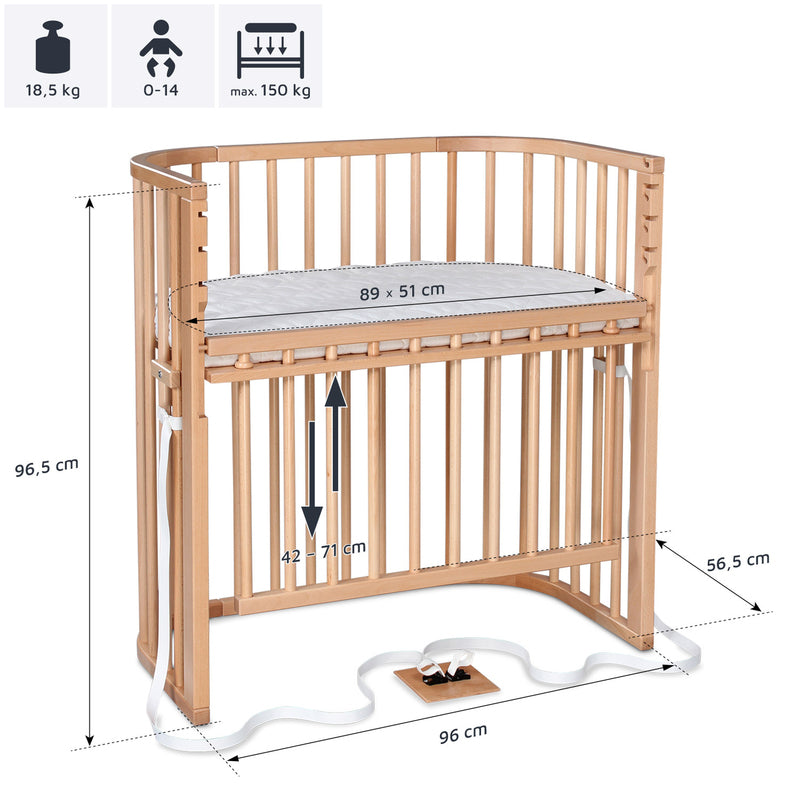 Babybay Boxspring Comfort Plus Natur Beistellbett für Boxspringbetten Beige - 2000578978105