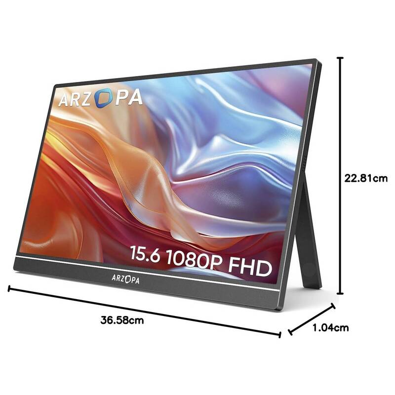 Arzopa Portabler Monitor 15,6 Zoll Full HD 1920x1080 IPS HDMI USB-C schwarz 660g - 6975114120590