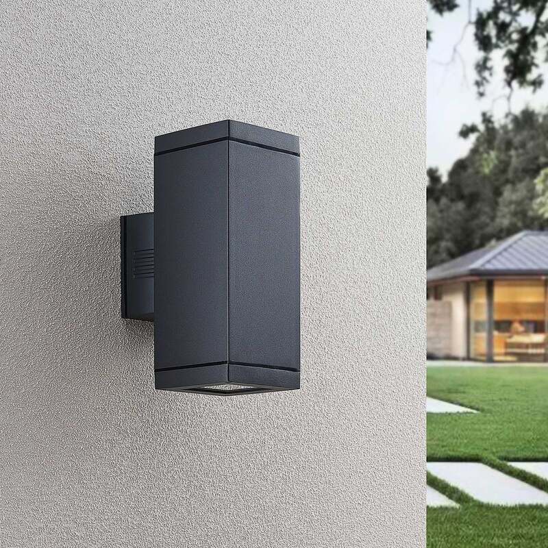 Lucande Stani Außenwandleuchte Wandleuchte Außenlampe 2-flammig E27 dunkelgrau - 4251096569353