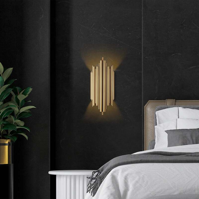 Wandleuchte Reis 13341 goldfarben Metall Höhe 50 cm Wandlampe Lampe Leuchte Spot - 8683743823956