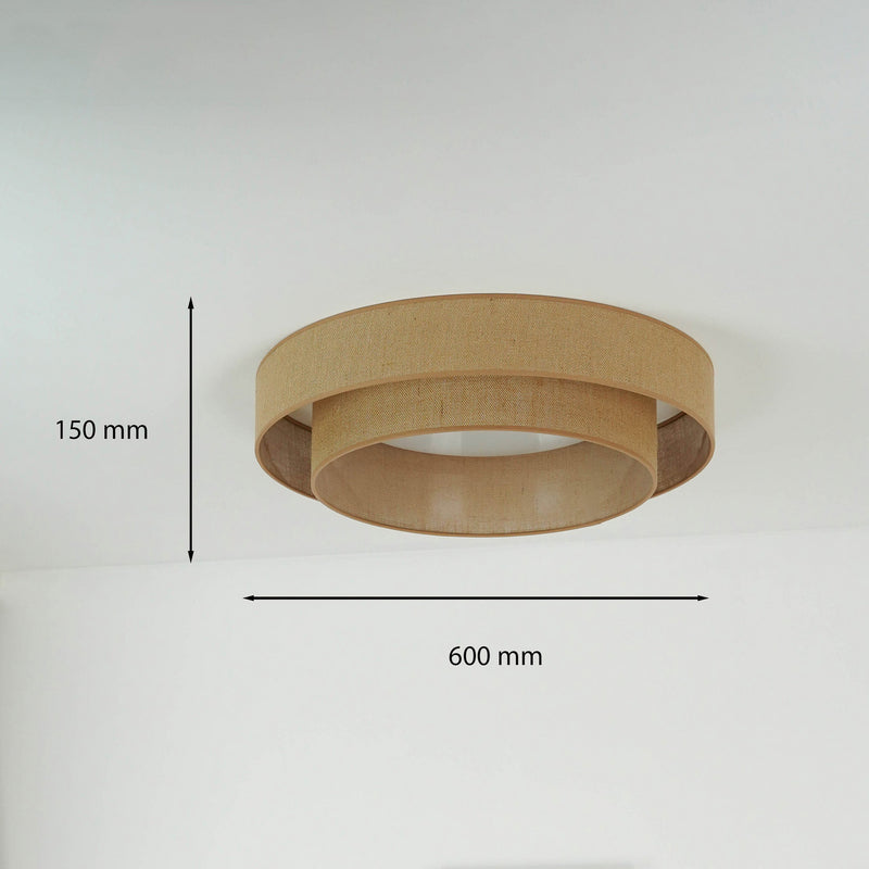 LED Deckenleuchte Lampe Luneta Textil braun Jute Fernbedienung dimmbar 60 cm - 5905317606400