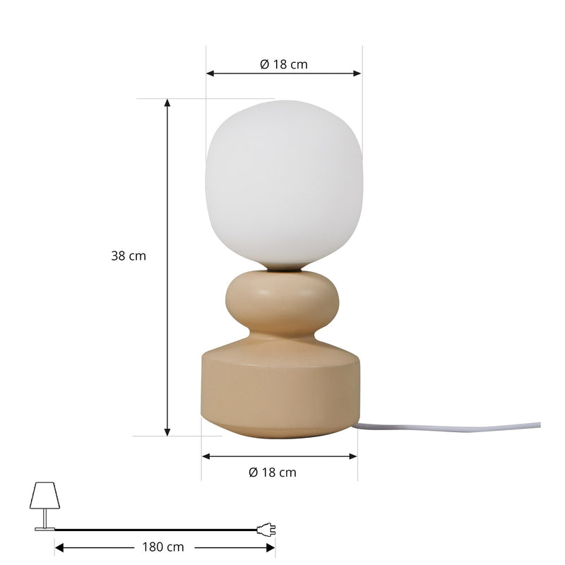 Lucande Tischleuchte Fidelo LED Lampe Tischlampe Keramik weiß gelb 38cm - 4251911786408
