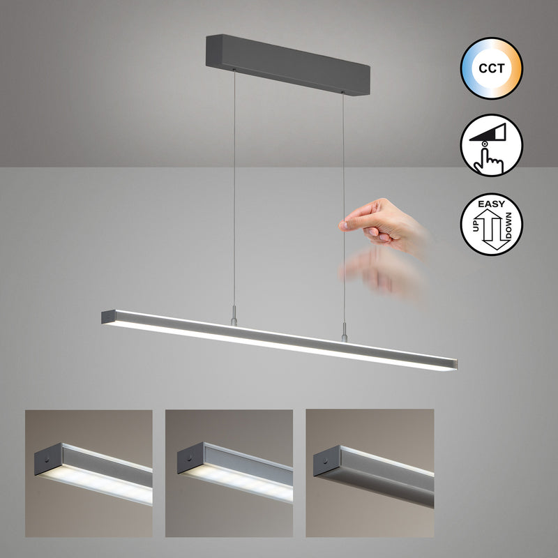FISCHER & HONSEL Hängelampe Valeno LED Pendelleuchte dimmbar grau 115cm CCT - 4003694611770