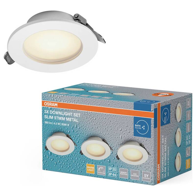 OSRAM HOMELIGHTING Deckenstrahler Einbaustrahler LED warmweiß IP44 3000K weiß - 4058075854314