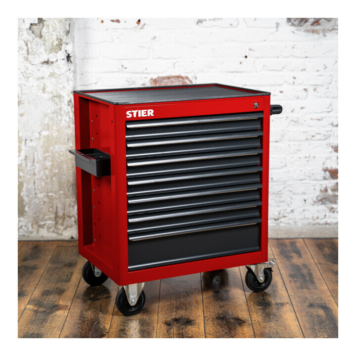 STIER Werkstattwagen leer Werkzeugwagen mit 7 Schubladen rot 884x696x490mm - 4260438995750