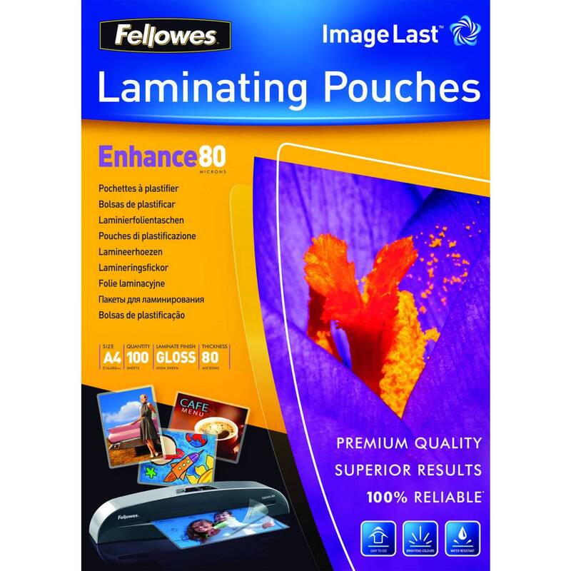 Fellowes A4 Laminating Pouches 100 Pack - 80 Micron - 0077511530616