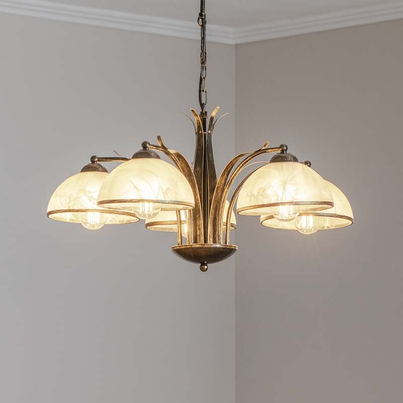 Kronleuchter Korfu Leuchte Lampe 5-flg Ø 68 cm goldfarben antik Esszimmer - 5907565940404