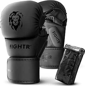 B-Ware FIGHTR MMA Sparring-Handschuhe schwarz 07oz extra dicke Polsterung Stabilität