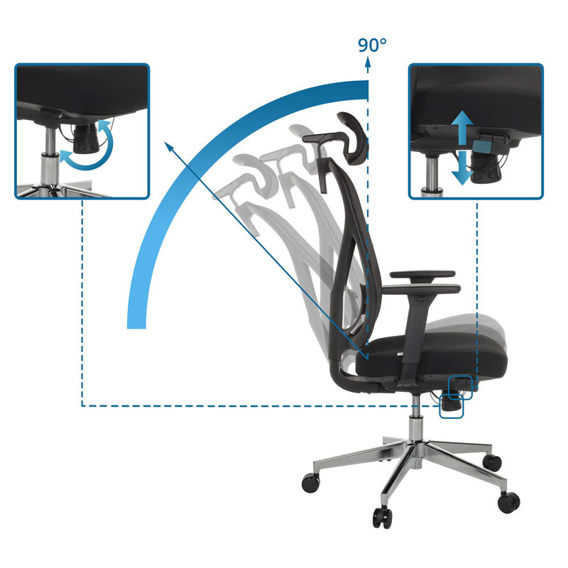 hjh OFFICE Bürostuhl Drehstuhl Chefsessel RALOO PRO Netzstoff Stoff schwarz - 4064323039075