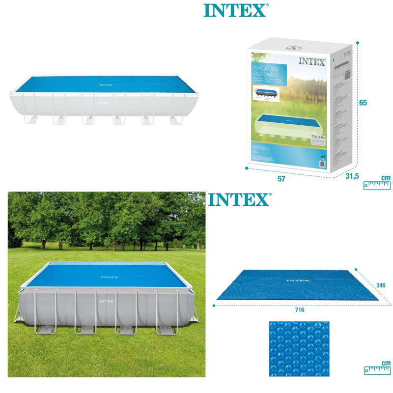 Intex Abdeckplane Poolplane Solarfolie Solarabdeckung blau eckig Pool 732x366 cm - 6941057422268