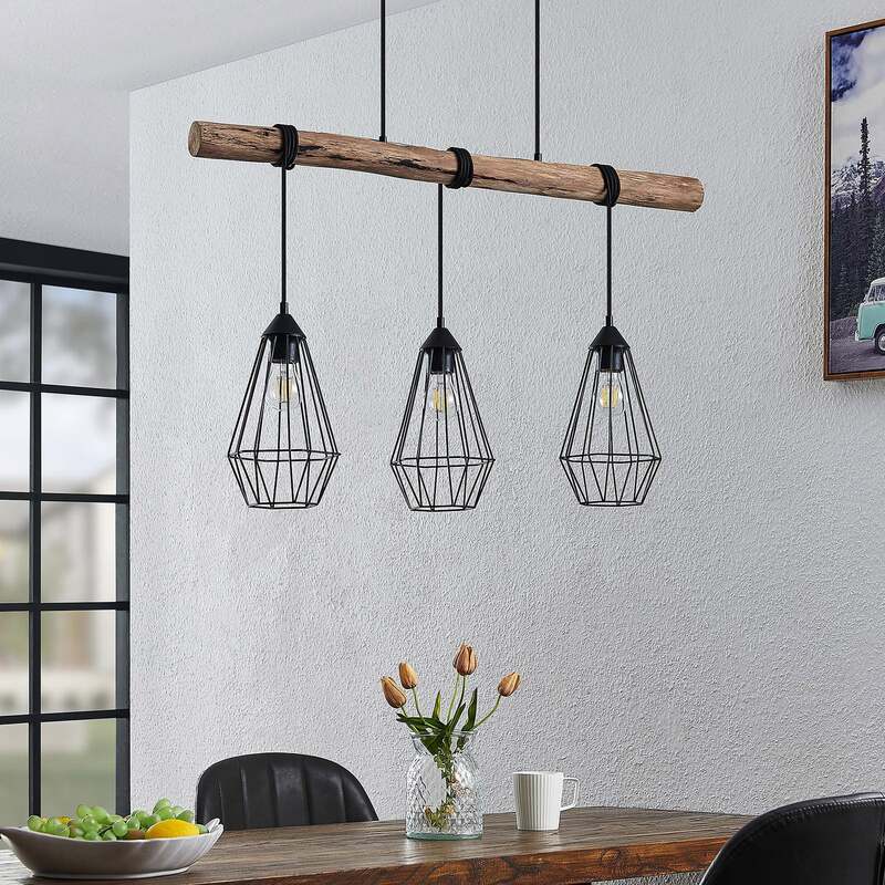 Lindby Hängeleuchte Eldarion LED Pendelleuchte Lampe dimmbar schwarz matt 90cm - 4251096581126